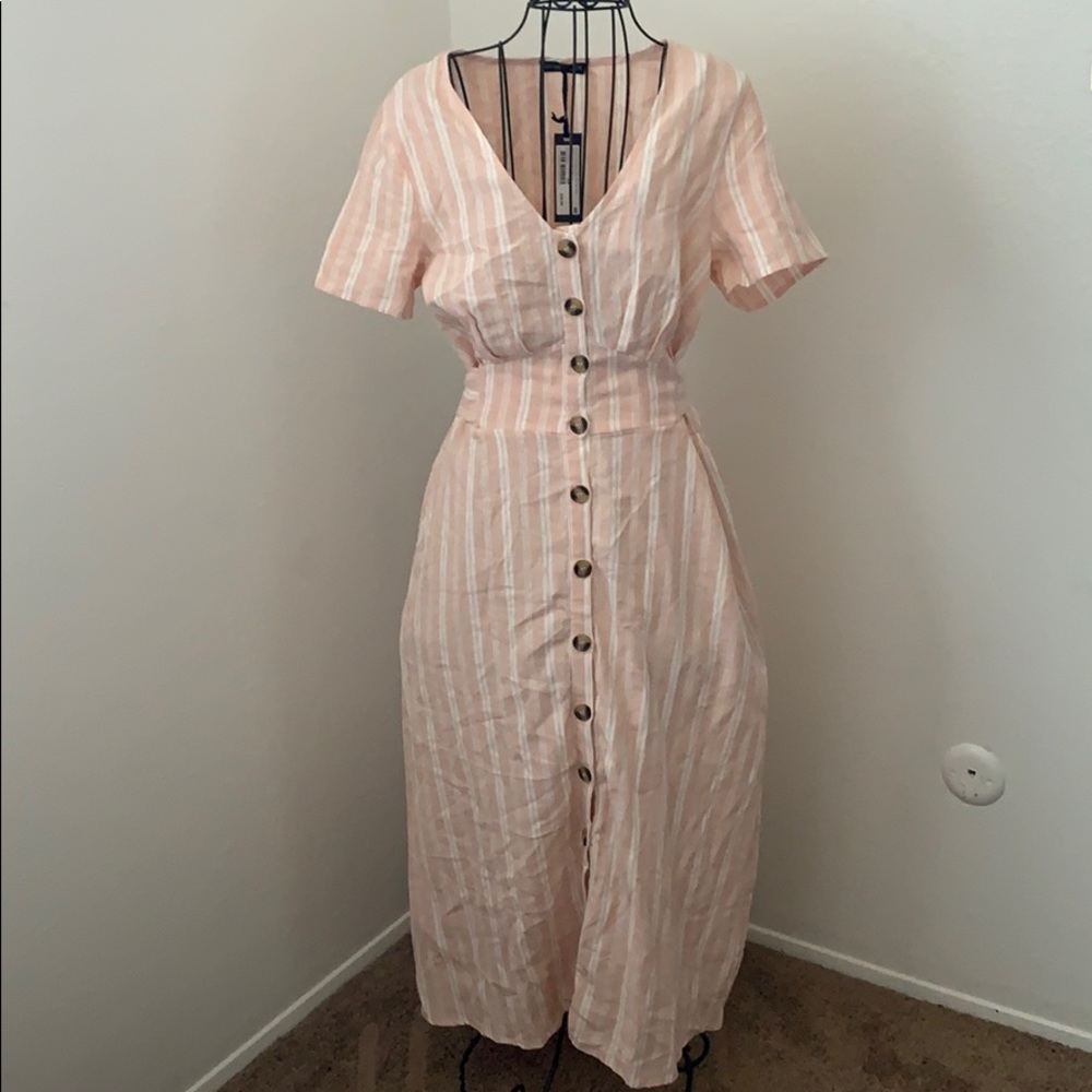 Striped linen blend Midi Dress from Cotton On